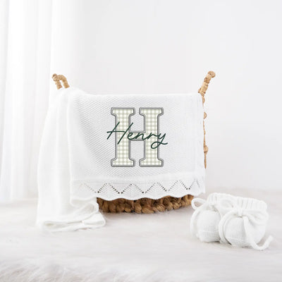 Embroidered Applique Green Baby Blanket