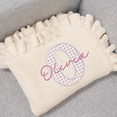 Embroidered Applique Pink Baby Blanket