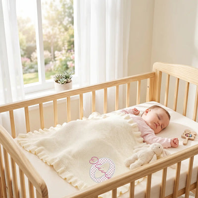 Embroidered Applique Pink Baby Blanket