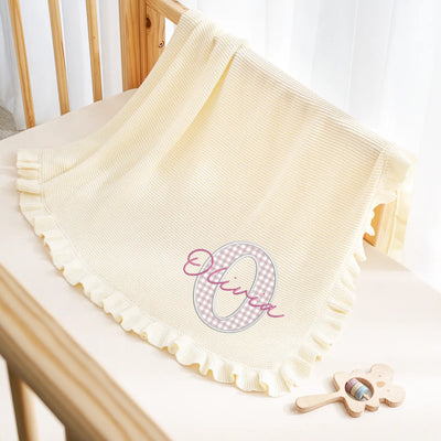 Embroidered Applique Pink Baby Blanket