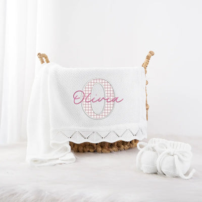 Embroidered Applique Pink Baby Blanket