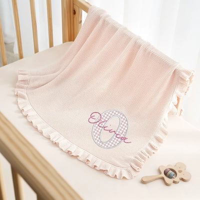 Embroidered Applique Pink Baby Blanket