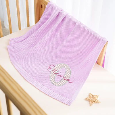 Embroidered Applique Pink Baby Blanket