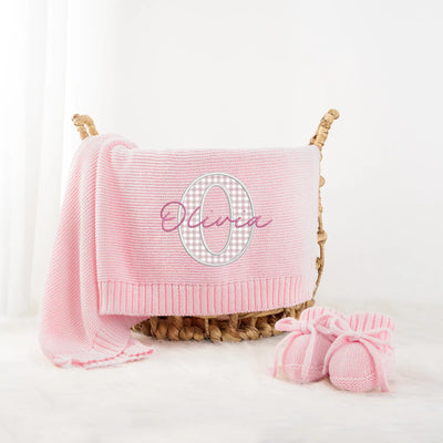 Embroidered Applique Pink Baby Blanket