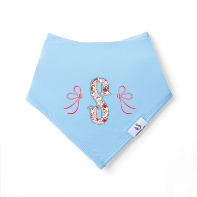Embroidered Bow Initial Applique Baby Bib