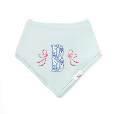 Embroidered Bow Initial Applique Baby Bib