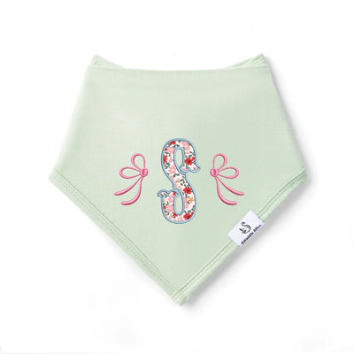 Embroidered Bow Initial Applique Baby Bib