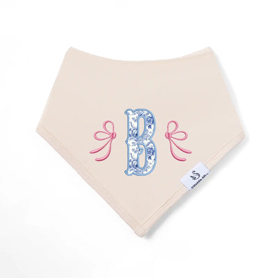 Embroidered Bow Initial Applique Baby Bib