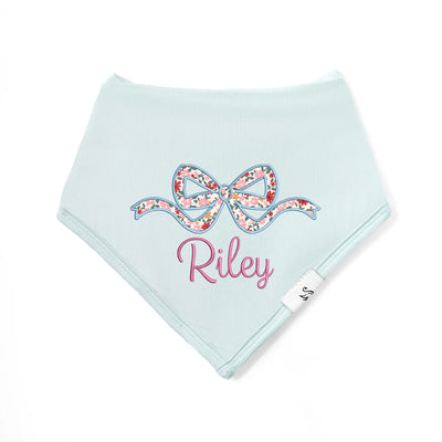 Embroidered Bow Name Applique Baby Bib