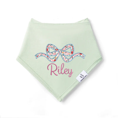 Embroidered Bow Name Applique Baby Bib