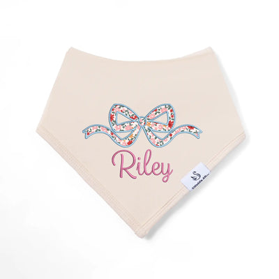 Embroidered Bow Name Applique Baby Bib