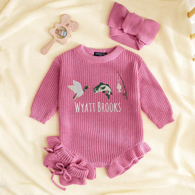 Embroidered Fishing Hunting Baby Romper