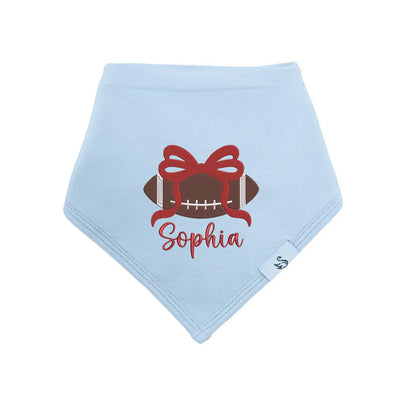 Embroidered Football Bow Baby Bib