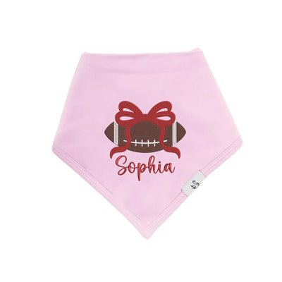 Embroidered Football Bow Baby Bib