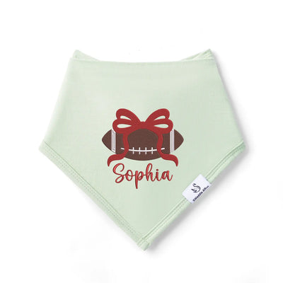 Embroidered Football Bow Baby Bib