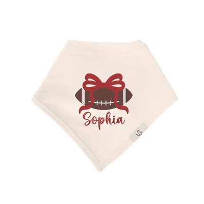 Embroidered Football Bow Baby Bib