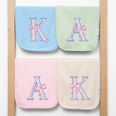 Embroidered Initial Baby Applique Burp Cloths