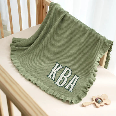 Embroidered Monogram Baby Applique Blanket