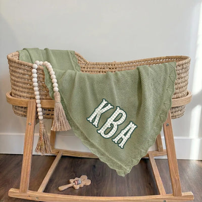 Embroidered Monogram Baby Applique Blanket
