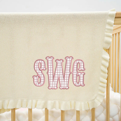 Embroidered Monogram Baby Applique Blanket