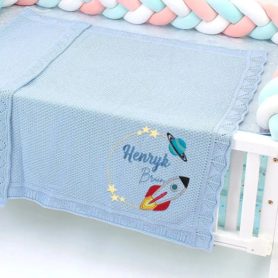 Personalized Astronaut Space Baby Blanket is more than a cozy layer; it’s a launchpad for their imagination, a soft and vibrant galaxy embroidered with their name, ready for a lifetime of adventure.