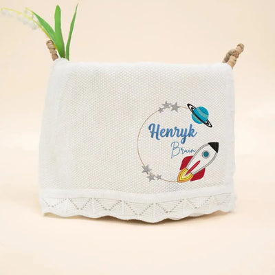 Personalized Astronaut Space Baby Blanket is more than a cozy layer; it’s a launchpad for their imagination, a soft and vibrant galaxy embroidered with their name, ready for a lifetime of adventure.