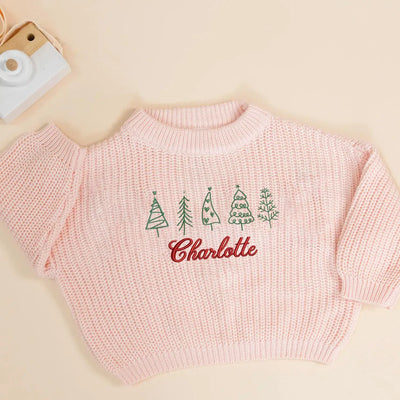 Personalized Christmas Tree Name Baby Sweater
