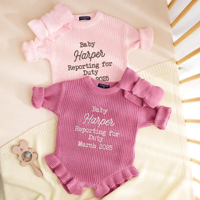 Custom Name 'Reporting for Duty' Baby Romper