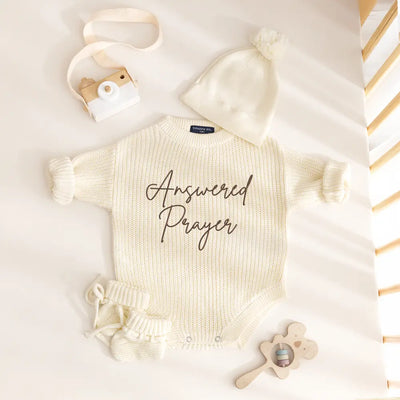 Embroidered Baby Romper in Answered Prayer