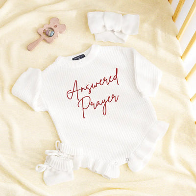 Embroidered Baby Romper in Answered Prayer