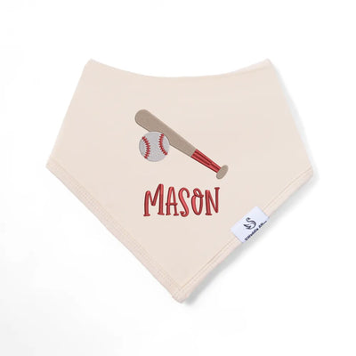 Embroidered Baseball Name Baby Bib