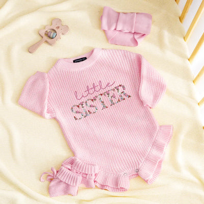 Embroidered Big Little Sister Baby Romper