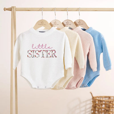 Embroidered Big Little Sister Baby Romper