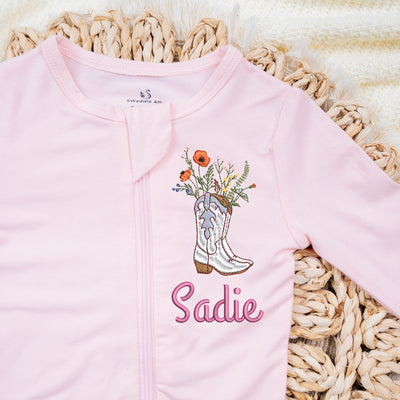 Embroidered Cowgirl Baby Pjs
