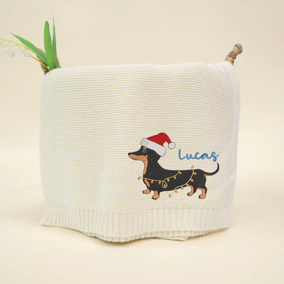 Embroidered Dachshund Christmas Baby Blanket