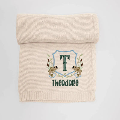 Embroidered Fishing Custom Name Knit Baby Blanket SwaddleAn