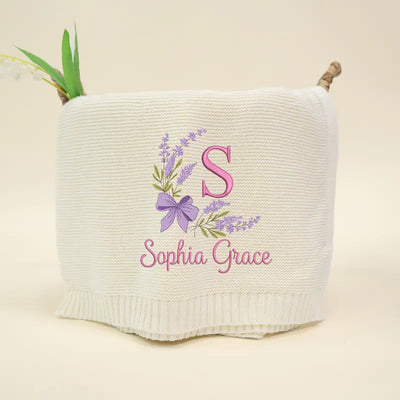 Embroidered Floral Baby Name Blanket