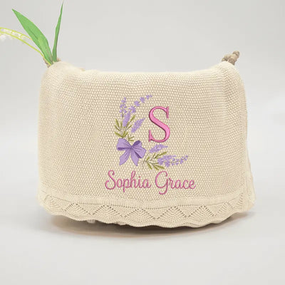 Embroidered Floral Baby Name Blanket