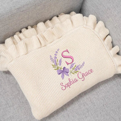 Embroidered Floral Baby Name Blanket