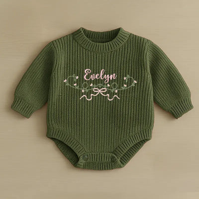 Embroidered Flowers and Bows Baby Romper