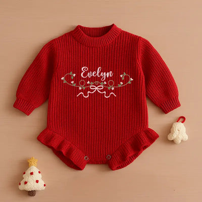 Embroidered Flowers and Bows Baby Romper