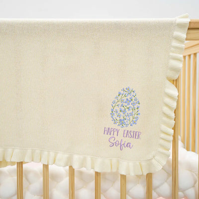 Embroidered Happy Easter Flower Egg Name Blanket