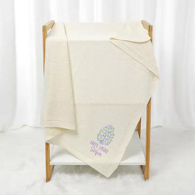 Embroidered Happy Easter Flower Egg Name Blanket