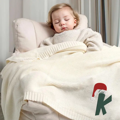 Embroidered Initial Name Santa Baby Blanket