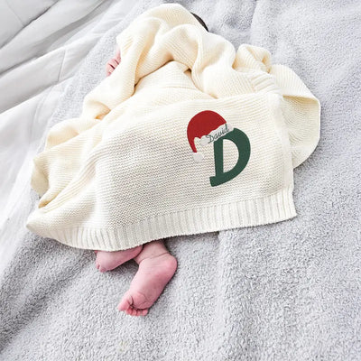 Embroidered Initial Name Santa Baby Blanket