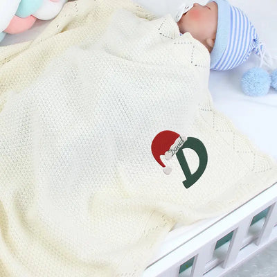 Embroidered Initial Name Santa Baby Blanket