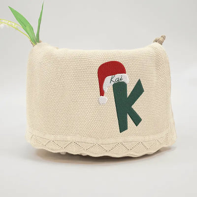 Embroidered Initial Name Santa Baby Blanket