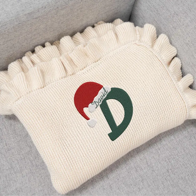 Embroidered Initial Name Santa Baby Blanket