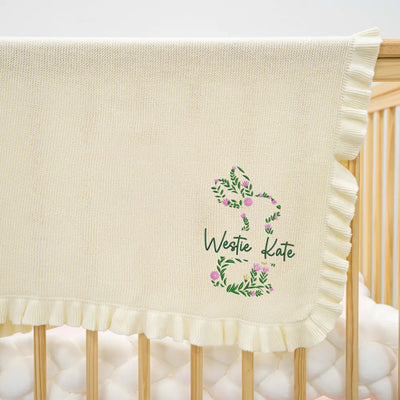 Personalized Floral Bunny Easter Day Baby Blanket