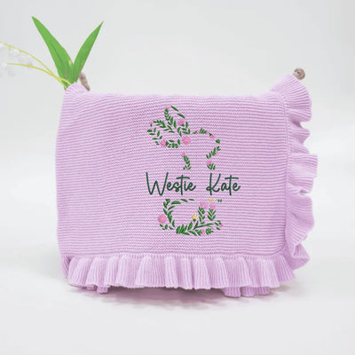 Personalized Floral Bunny Easter Day Baby Blanket